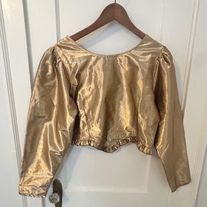 Samantha Pleet Gilded Blouse - Size 12 Gold Ruffle